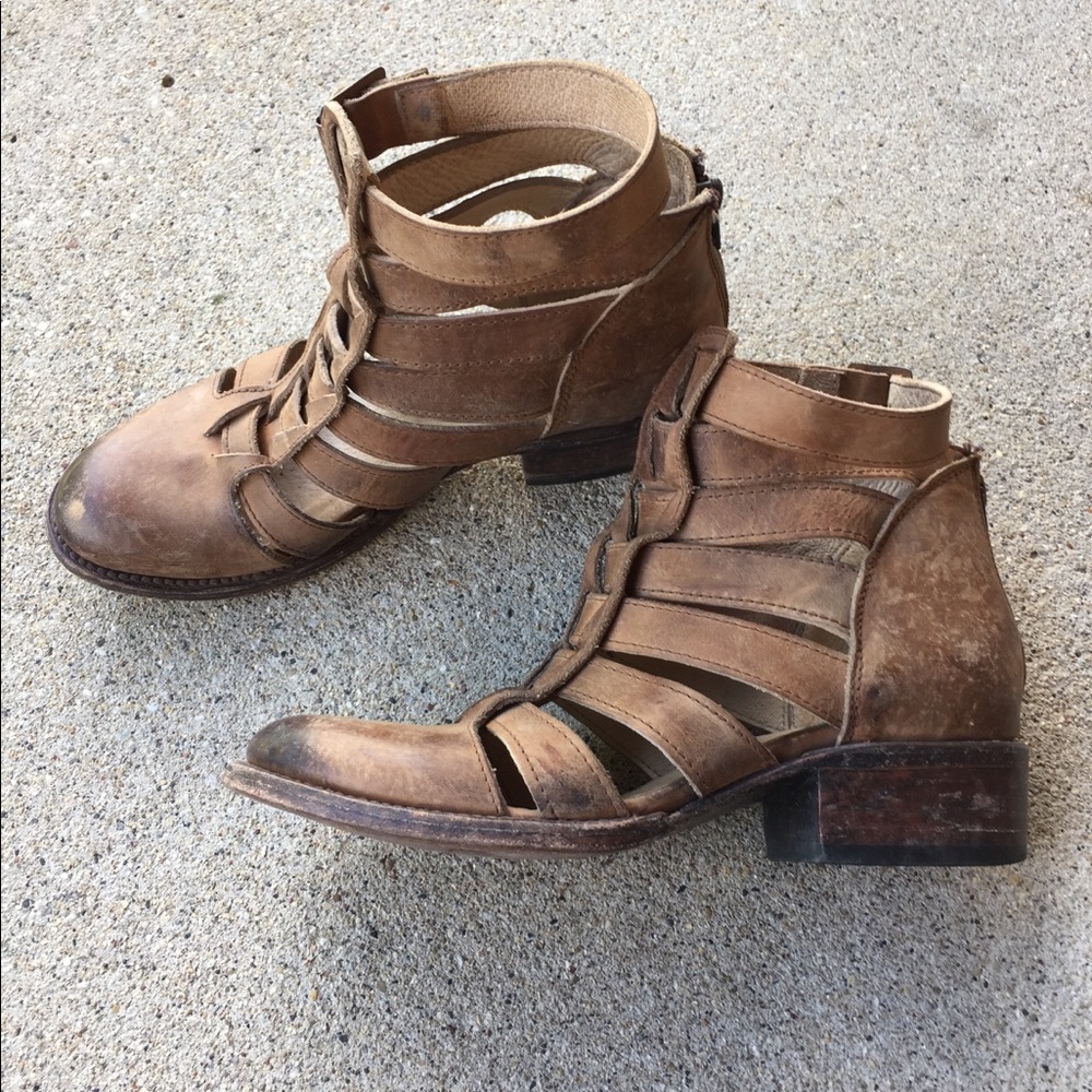 Freebird By Steven Distressed Stone Cutout Boots